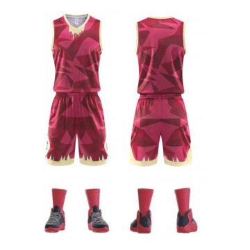 Red-Pink Flame Pattern Basketball Jersey Set
