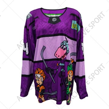 Custom Series Adult and Youth Ice Hockey Jerseys-Full Sublimation Printing Customizable DINO Unique Design Purple Lightweight Breathable Hockey Jersey