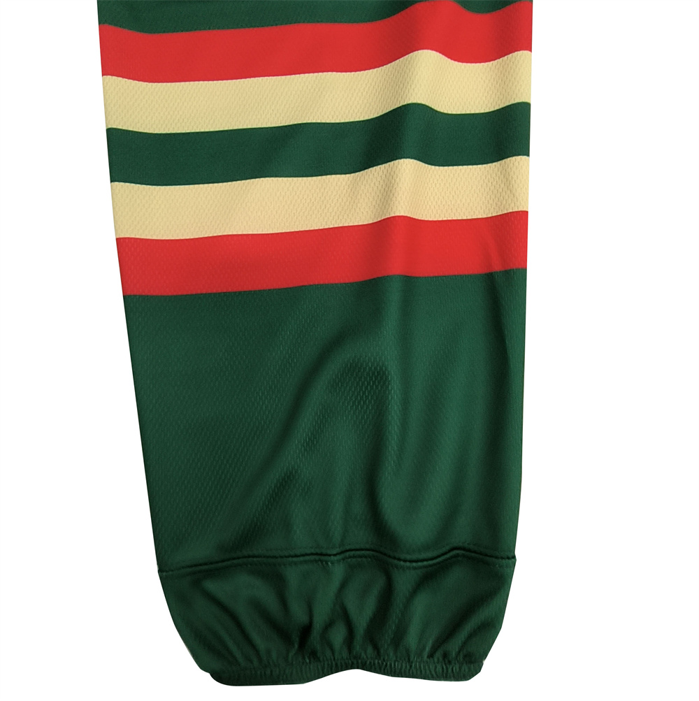 Chaussettes de hockey sur glace 100 % polyester sublimées avec rayures