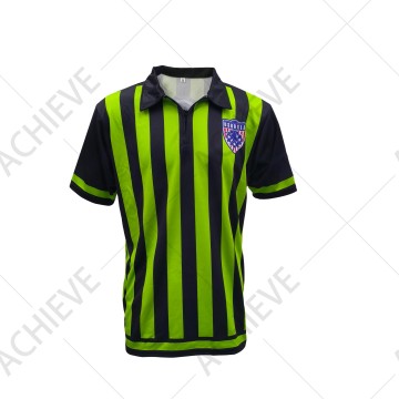 Hot Sales Custom Sublimated Sports Polo Shirt – Black & Neon Green Stripes Team Design