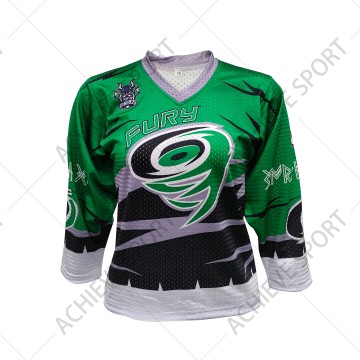 Custom Special Pattern Ice Hockey Jerseys-Customizable Fury Design Mesh Material Breathable Full Sublimation Printing Green