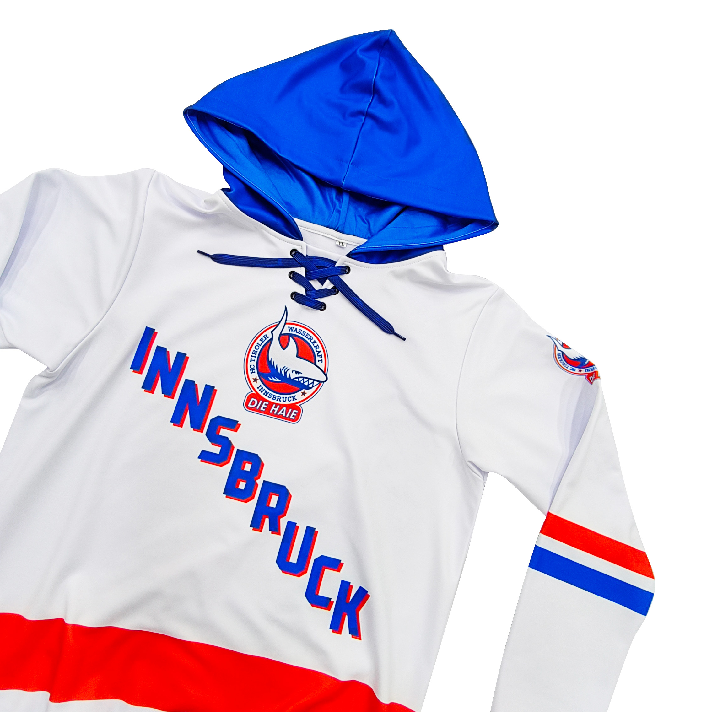 Sweat-shirt rayé blanc et bleu-orange 11
