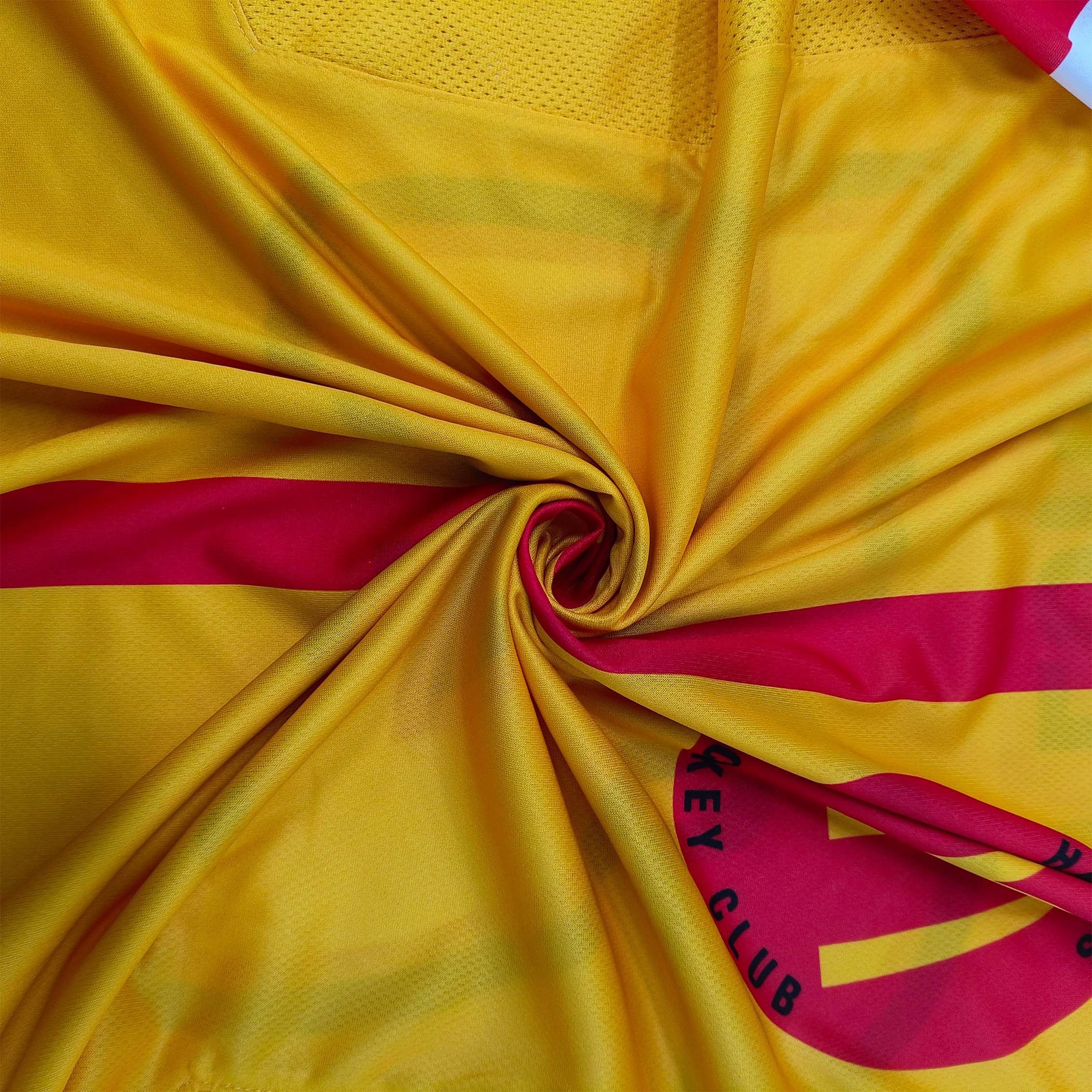 Uniforme de hockey rouge jaune d'œuf n° 25 (10)