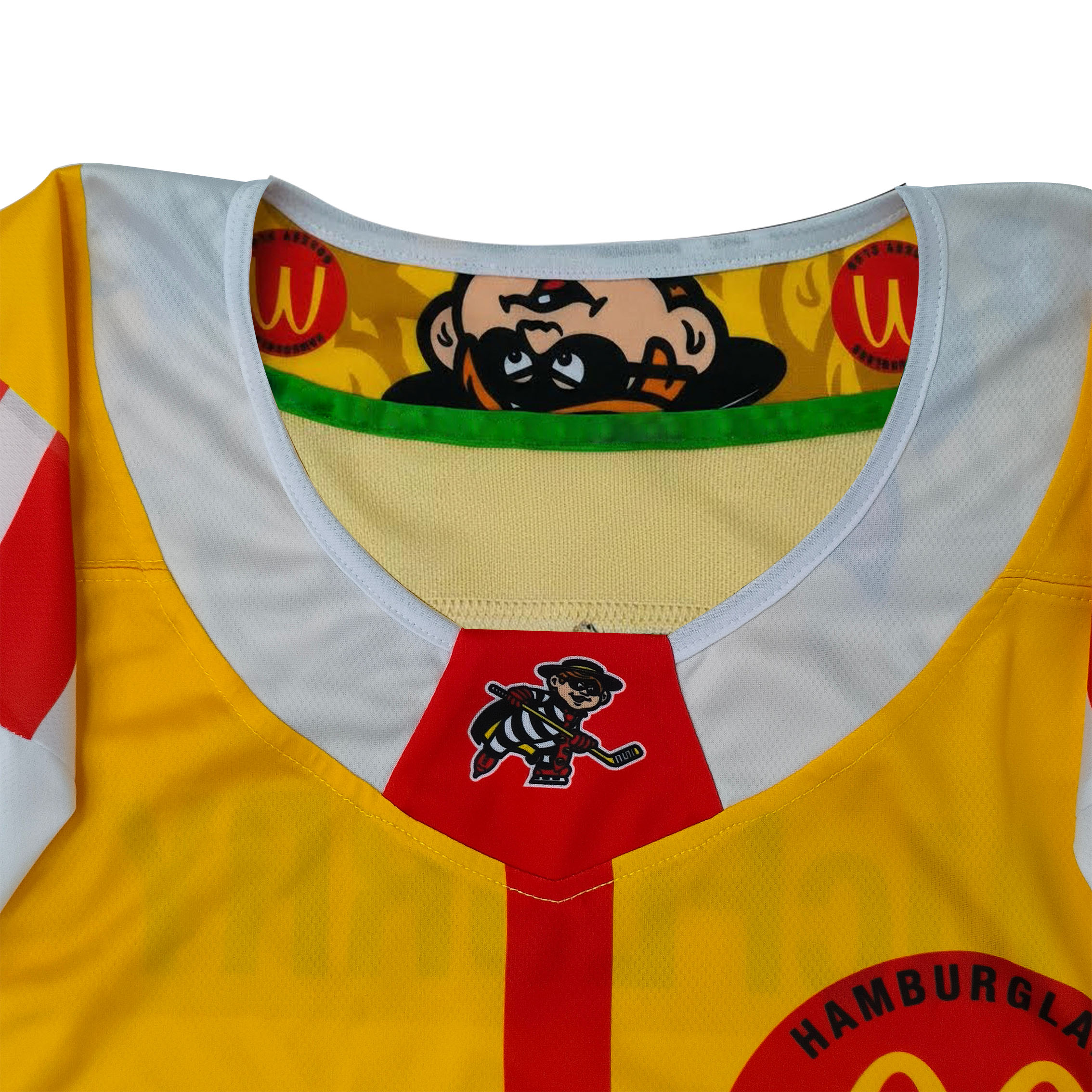 Uniforme de hockey sur glace rouge jaune d'œuf n° 25 (4)