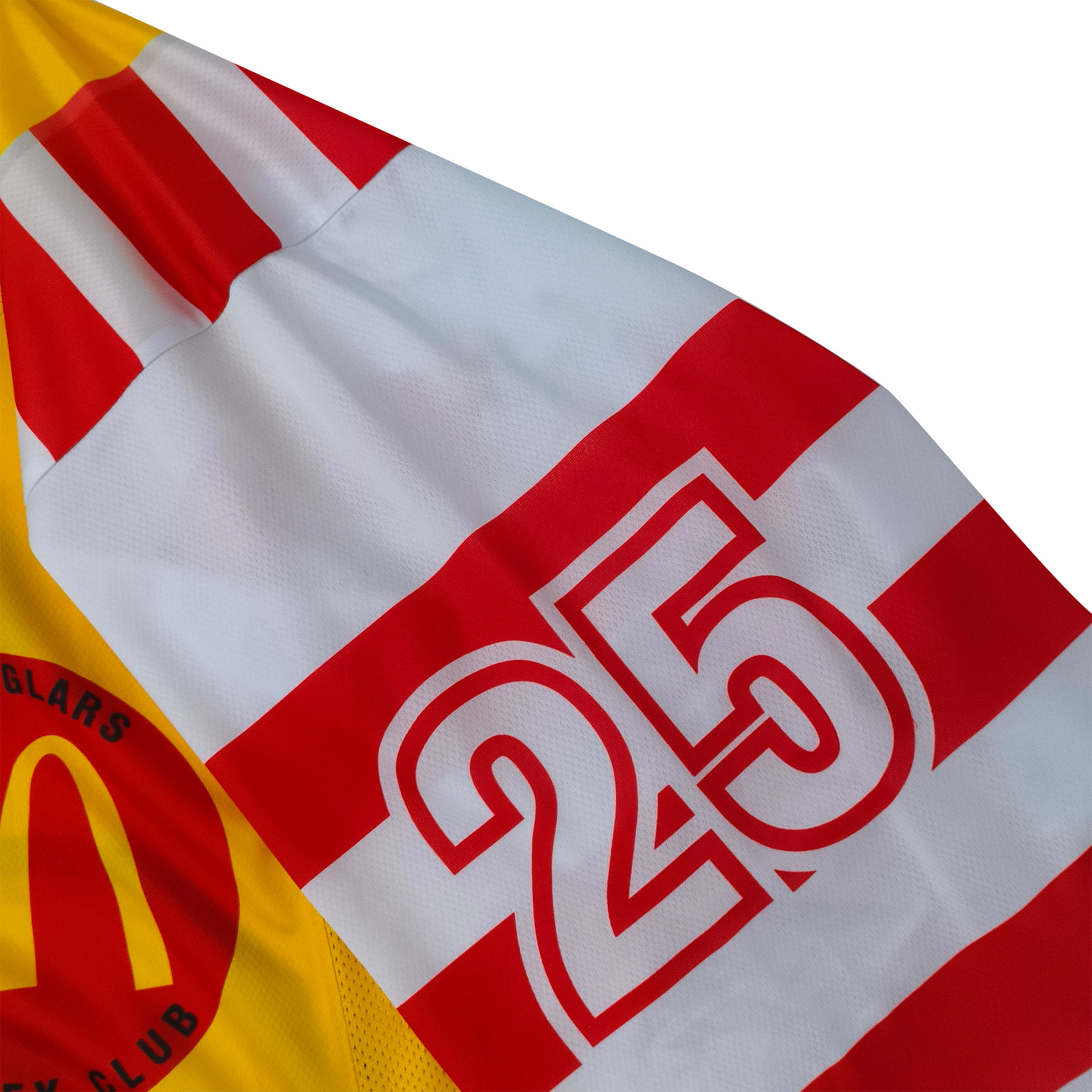 Uniforme de hockey sur glace rouge jaune d'œuf n° 25 (5)
