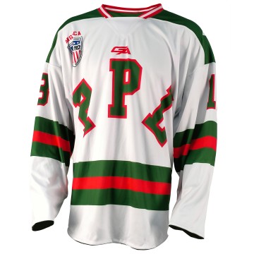 Custom Reversible Ice Hockey Jersey – Green & White Pro Stripe Team Uniform