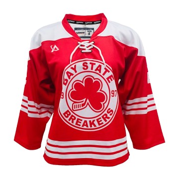Umwambaro wa Hockey y'umwuga ya Bay State Breakers - Verisiyo y'Umutuku n'Uwera