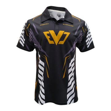 Knight Quick-Dry Polo Shirt - Black Gold Mecha Style Riding Short Sleeve