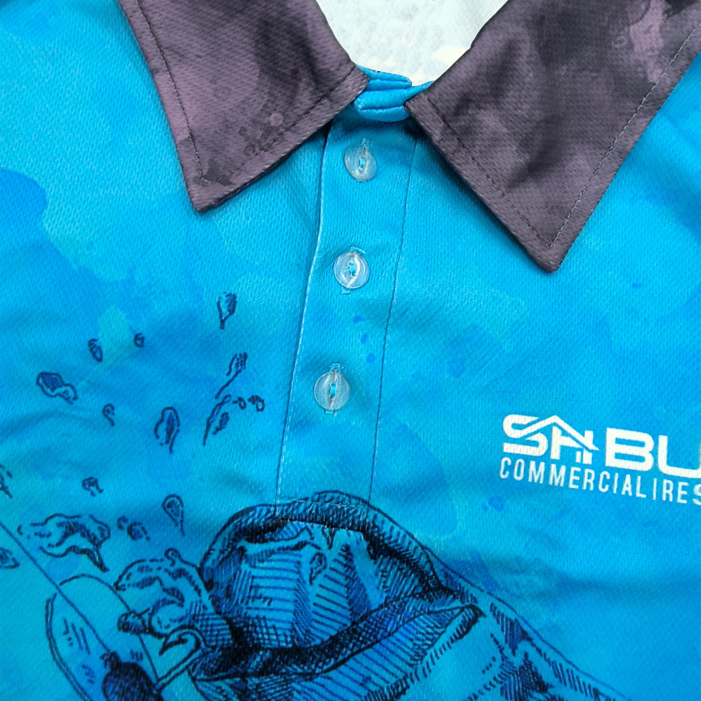 Fishing Shirt Custom Long Sleeves Blue Polo - Color and Logo