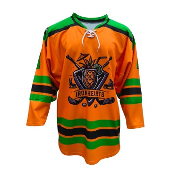 Customization Hockey Jersey Heat Treasfer Printing Orange and Lace Neck Hockey Uniform