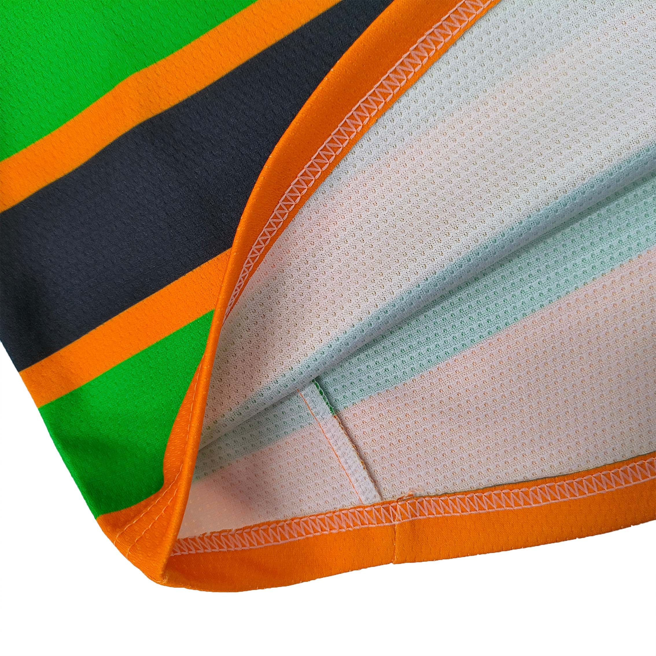 Uniformes de hockey sur glace orange, jaune et vert (10)