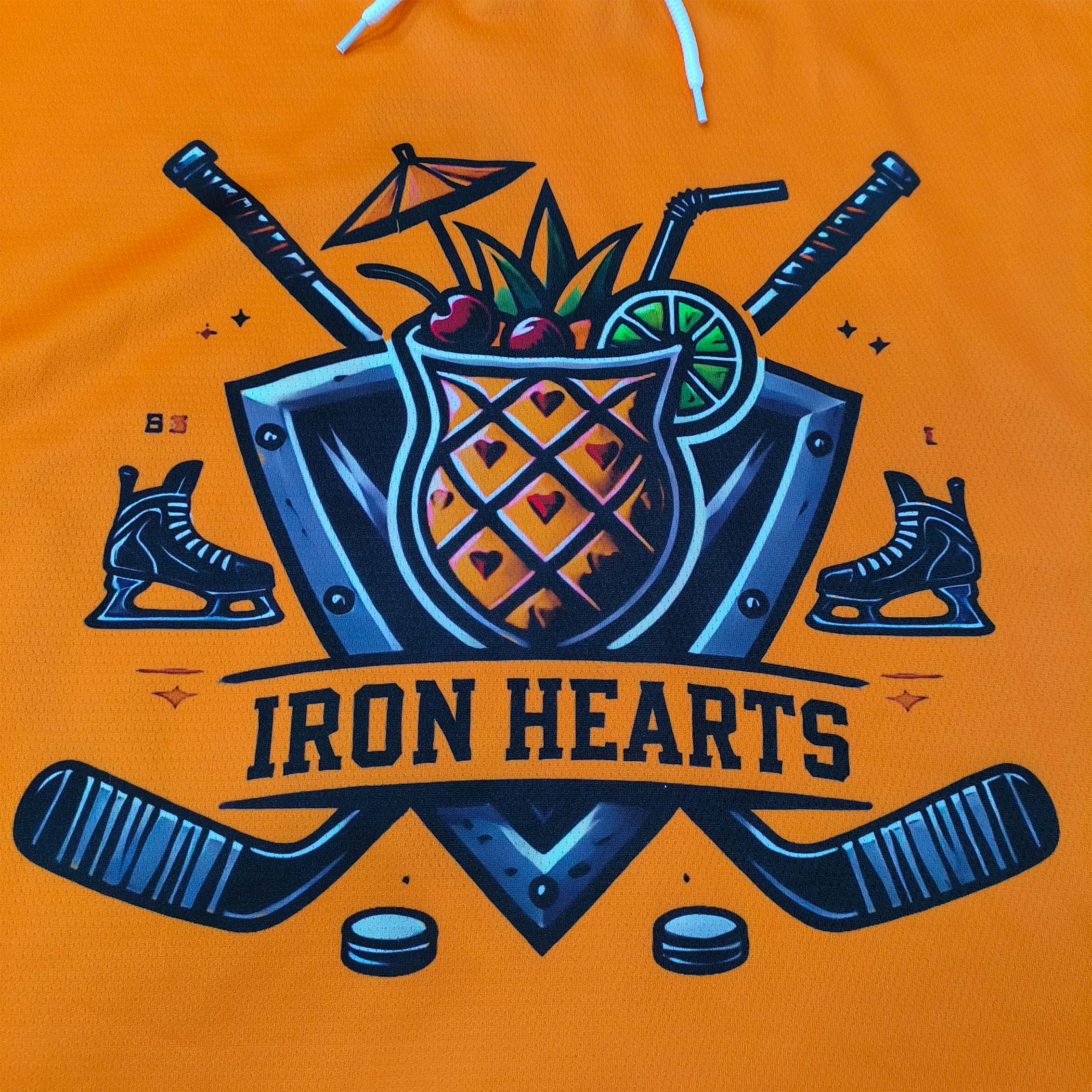 Uniformes de hockey sur glace orange, jaune et vert (9)