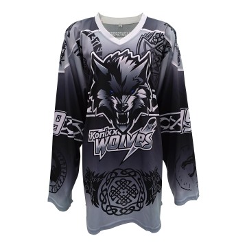 Custom Wolves Design V-Neck Full Sublimation Printing Hockey Jersey