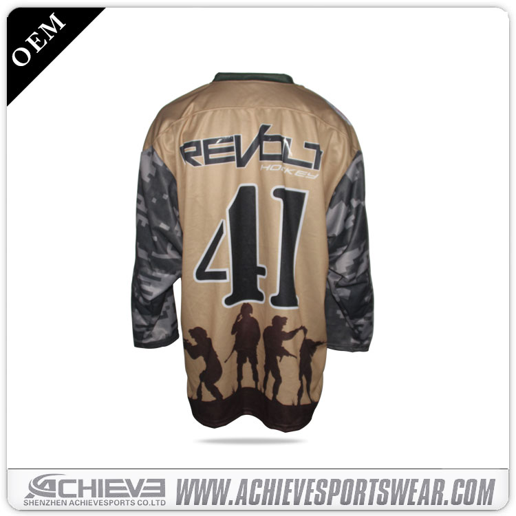 Custom Designed Breathable Quick Dry Digital Sublimated 100% Polyester Ice Hockey Jersey Set Tops V-NECK Full Sleeve