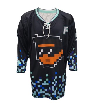 Pixelated Ninja & Lace Neck Full Sublimation Printing Custom Ice  Hockey Jersey – Bold Geometric Design with Colorful Block Accents