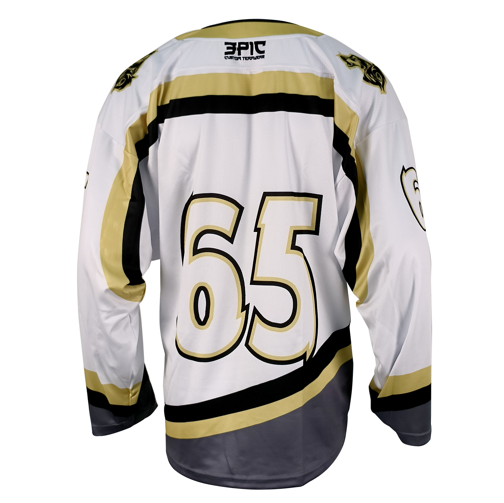Custom V-Neck Sublimated Ice Hockey Jersey - Wolf Crest