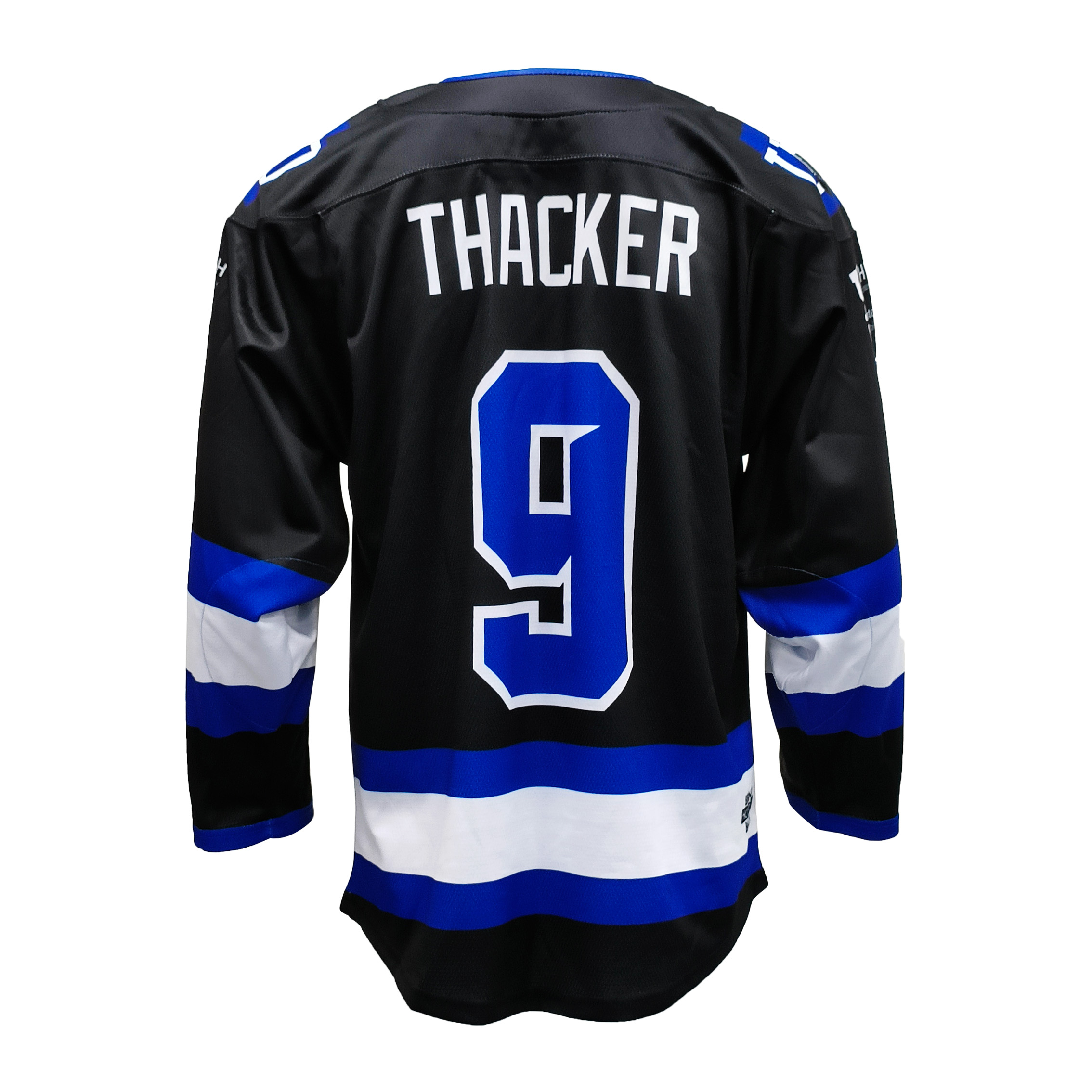 Custom Sublimated Hockey Jersey - Utah Dawgs Pug Spirit | China Suppliers & Factory Edition in Midnight Black & Royal Blue