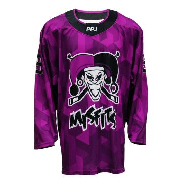 Custom Sublimated Phantom Jester Hockey Jersey – Onion Purple Geometric Design with Bold Team Spirit