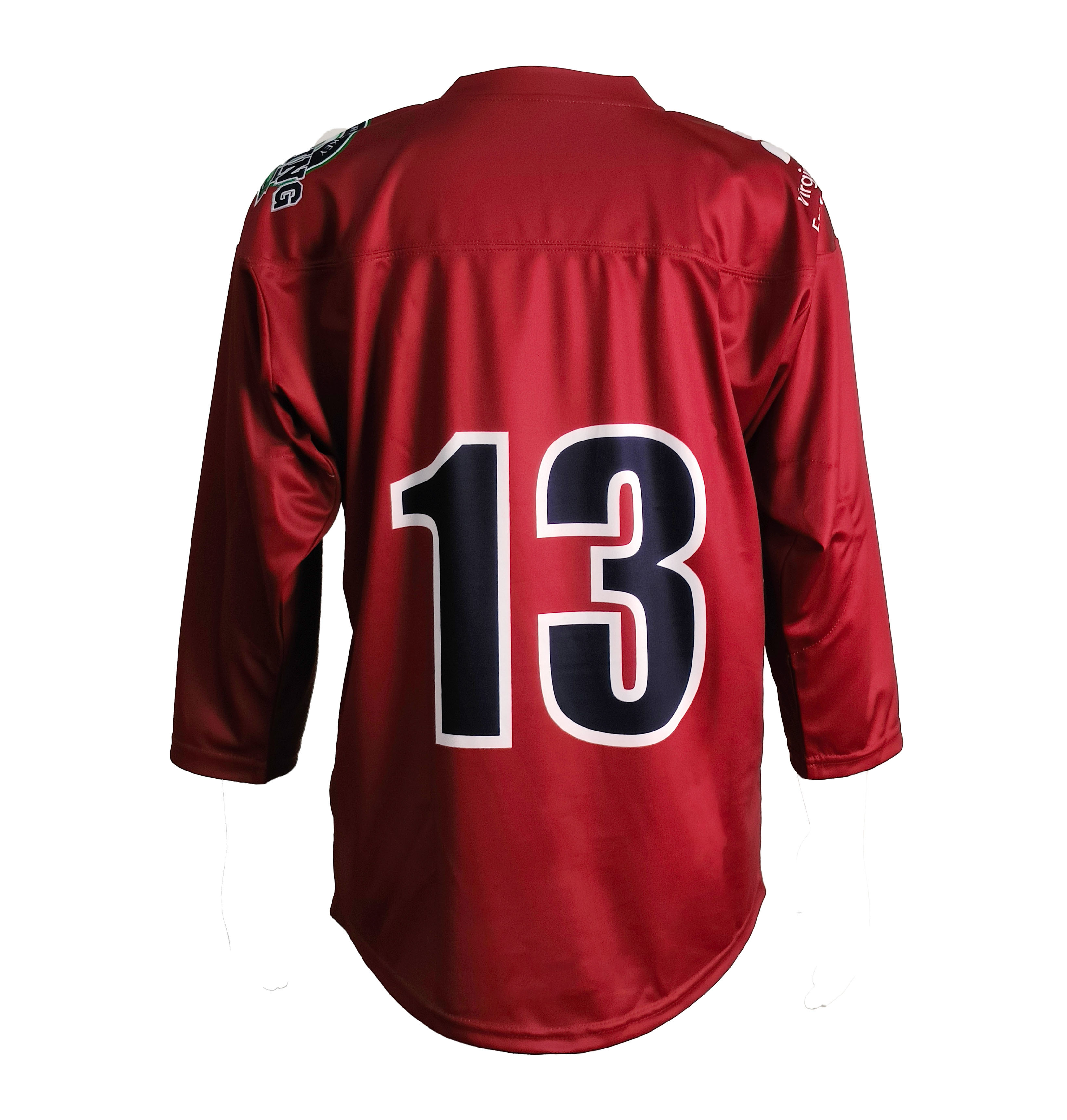 Full Sublimation Printing Custom Dark Red V-Neck Ice Hockey Jersey