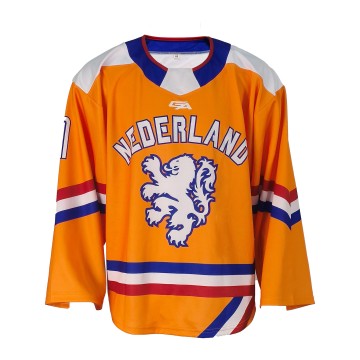 Custom Sublimation Printed Orange Breathable Mesh Long Sleeve Team Ice Hockey Jersey