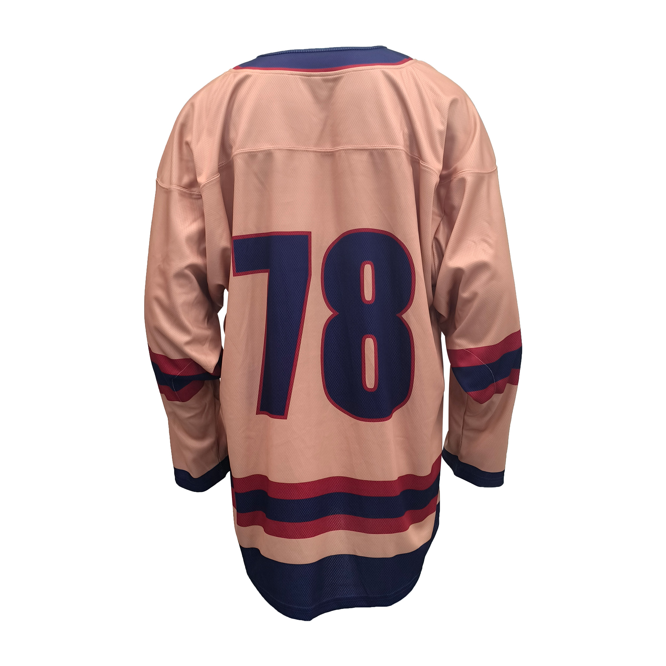 Custom Sublimated Retro Ice Hockey Jersey – Heritage Stripe Design with Iconic Salmon Crest