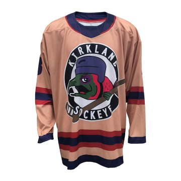 Custom Sublimated Retro Ice Hockey Jersey – Heritage Stripe Design with Iconic Salmon Crest