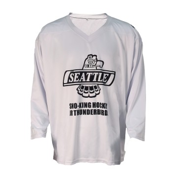 Custom Sublimation Print Seattle Thunderbirds White V-neck Hockey Training Uniform