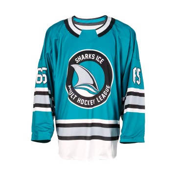 OEM Custom Reversible Ice Hockey Jersey – Teal Sharks Adult Hockey League Sublimated Team Jersey