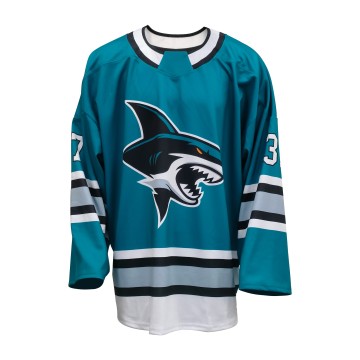 Ocean Apex Predator Custom Hockey Jersey | Dynamic Shark Graphic Ice Hockey Uniform Built for Game Day Performance