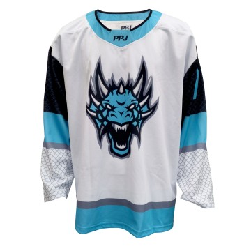 Dragon Warrior Custom Ice Hockey Jersey with Scale Pattern Sleeve Design Sublimated Performance Wear