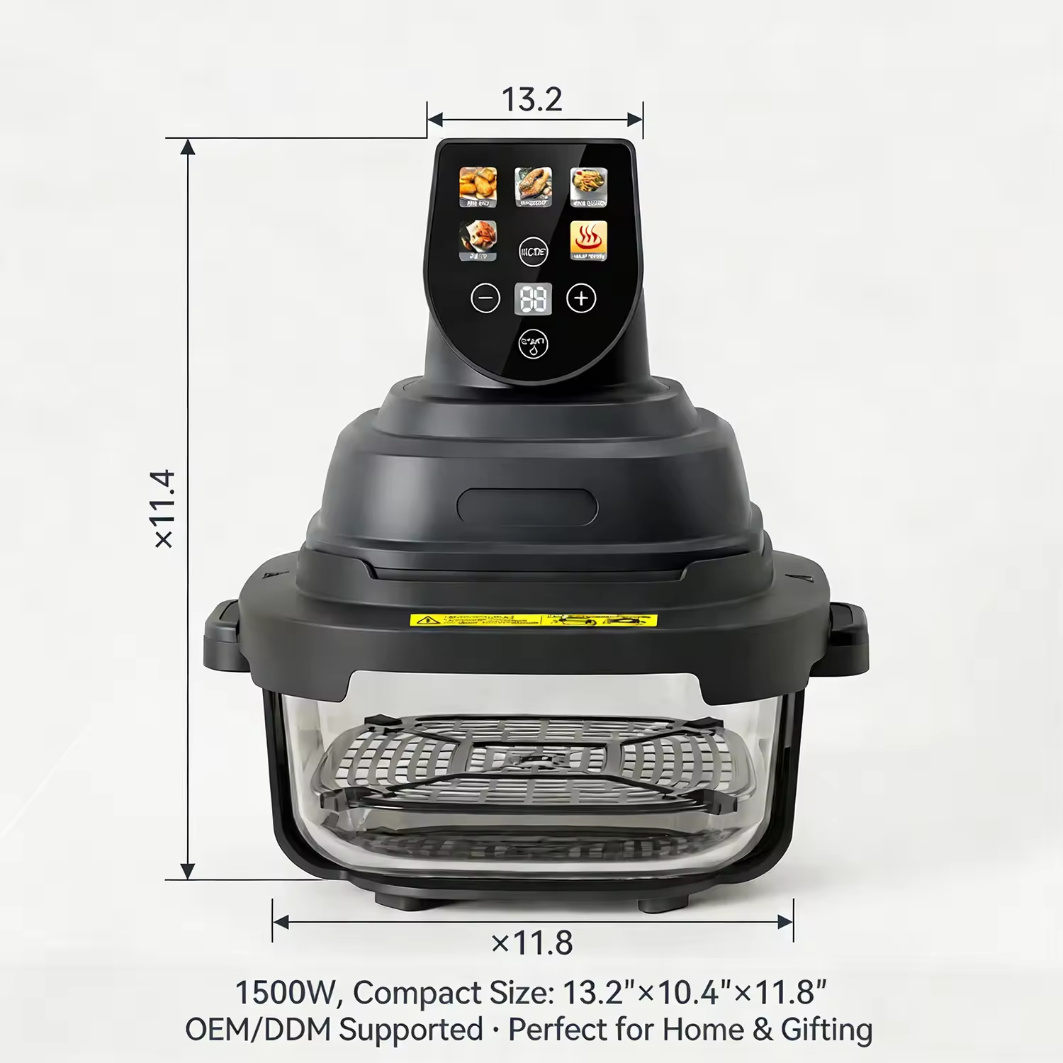 Glass Bowl Air Fryer With Visible Coo...