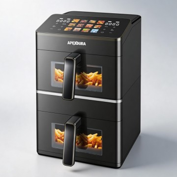 双篮空气炸锅 6L+6L 双层篮设计 2800W 触摸屏 12 个预设菜单 OEM ODM