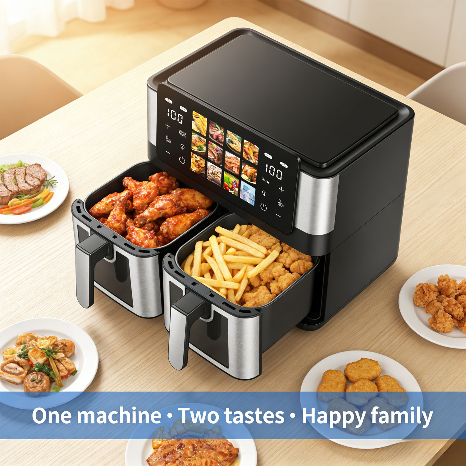 Dual Zone Air Fryer 8.5L Dual Motor Independent Control Launches: A New Benchmark for OEM Smart Cooking