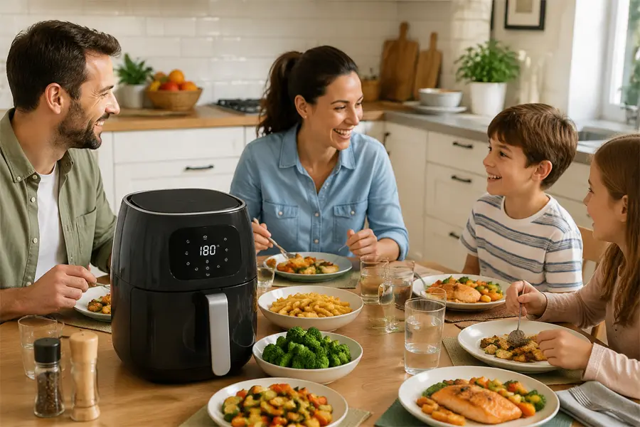 Healthy low-oil cooking with a modern digital air fryer