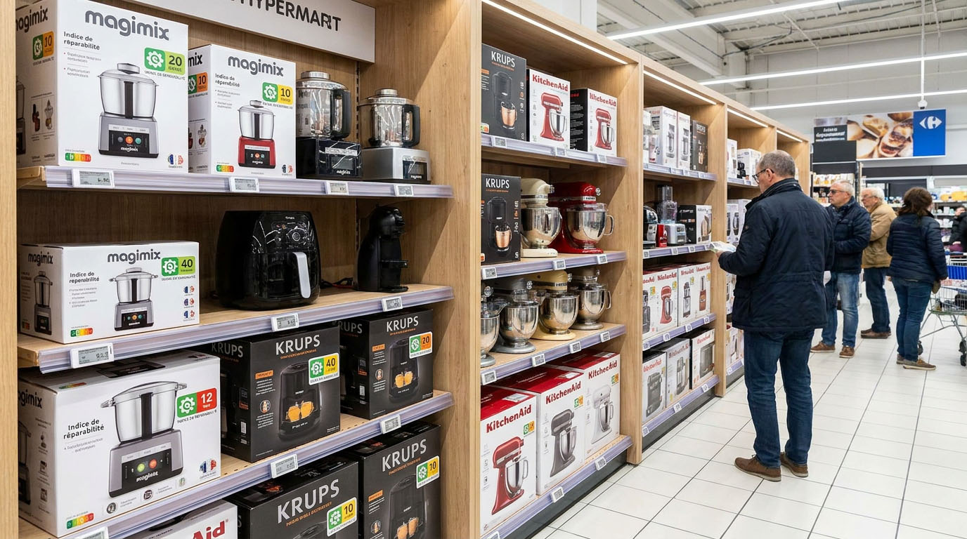 En rayon, afficher clairement un score élevé d'indice de réparabilité agit comme un accélérateur de ventes naturel dans les points de vente français.