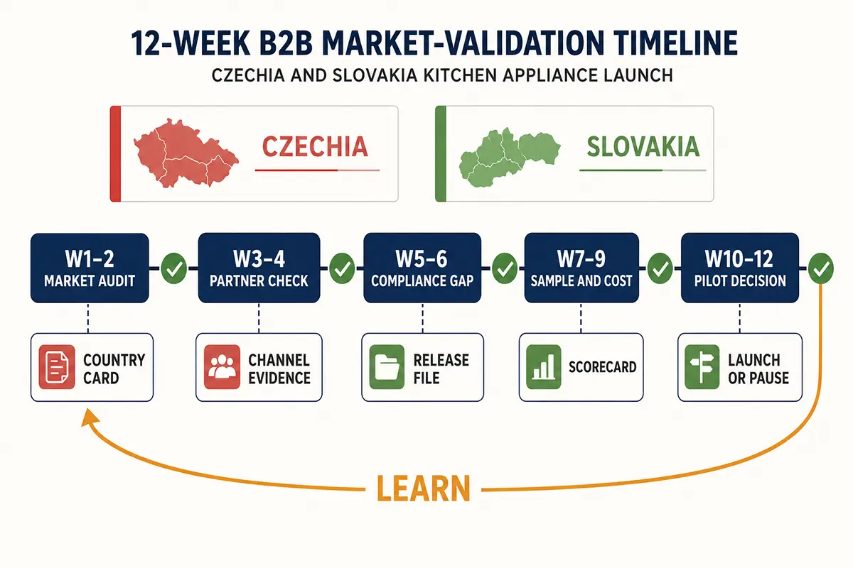 Twelve-week Czechia and Slovakia kitchen appliance market validation framework