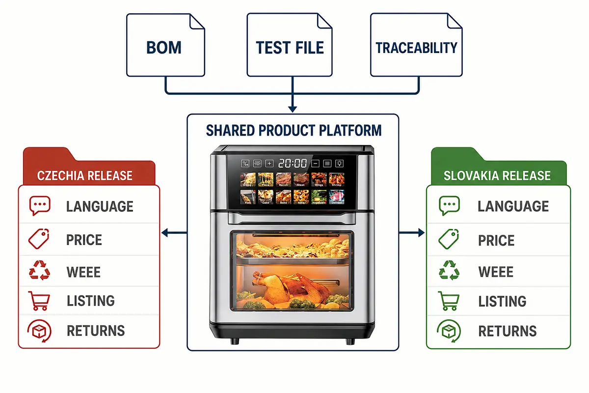 Separate Czech and Slovak country release files for one kitchen appliance platform