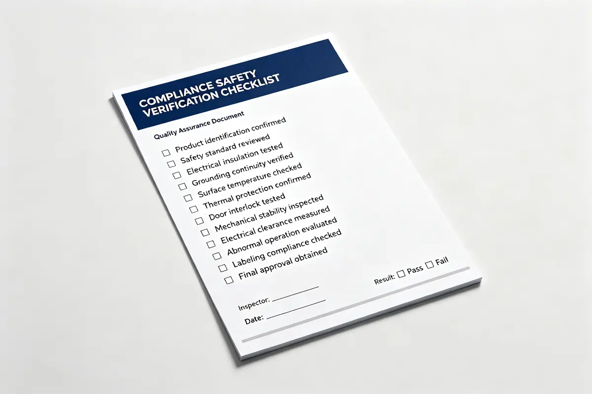 IEC 60335-2-9 compliance verification checklist kitchen appliance safety certification