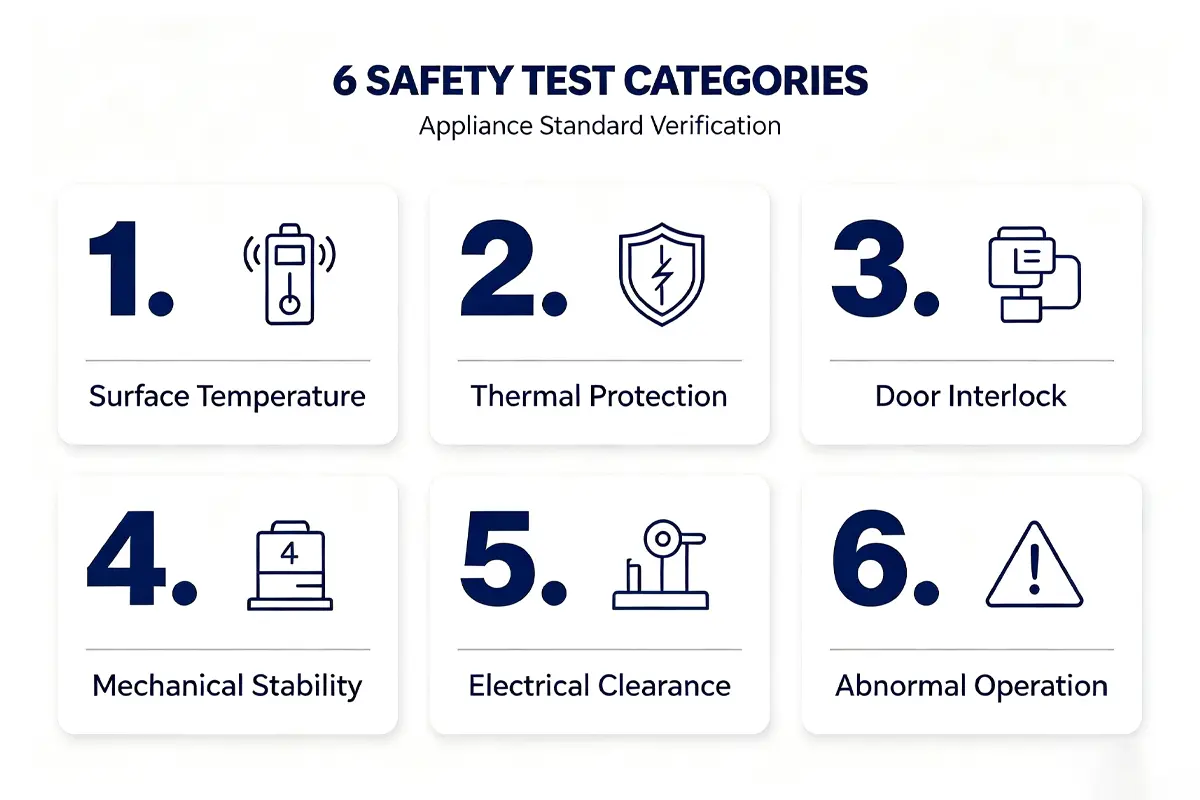 IEC 60335-2-9 key test areas air fryer surface temperature thermal protection electrical safety