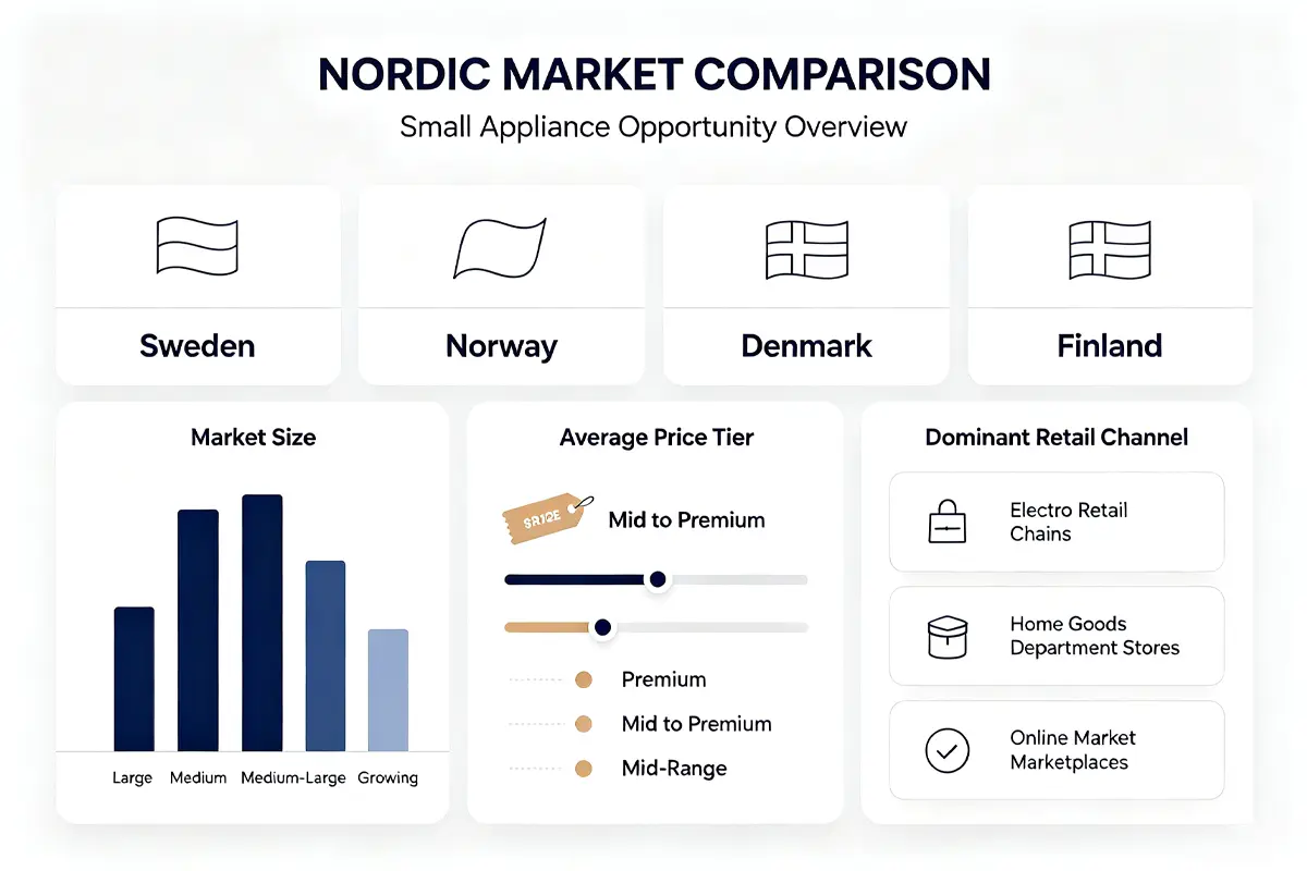 nordic kitchen appliance market comparison sweden norway denmark finland size price channel