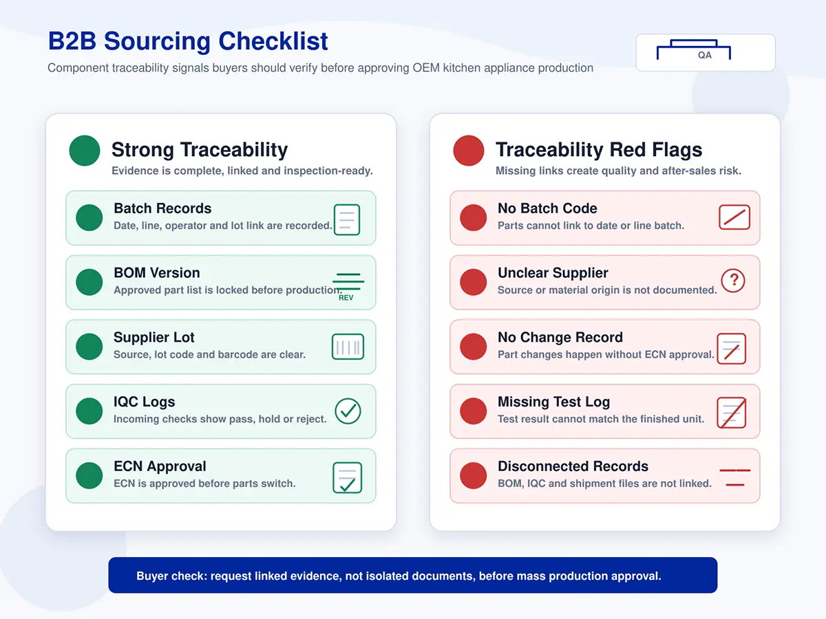 OEM component traceability red flags for kitchen appliance sourcing