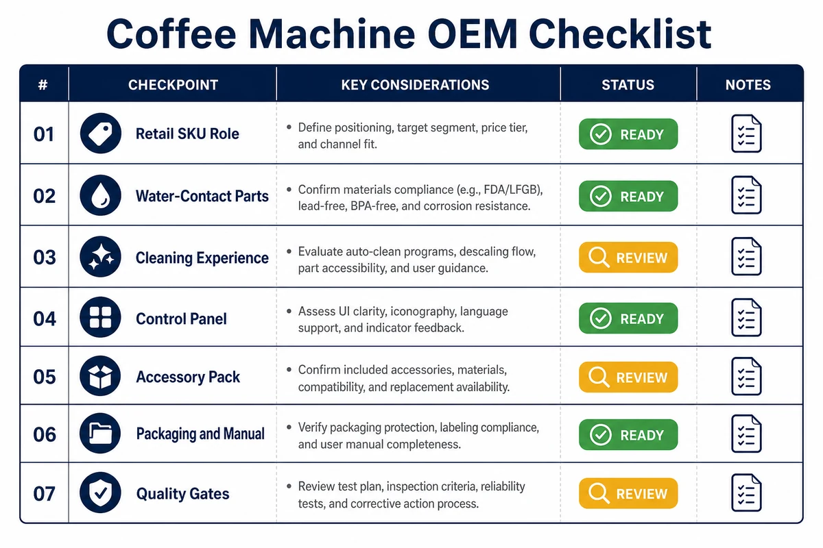 Coffee machine OEM sourcing checklist for European retail buyers