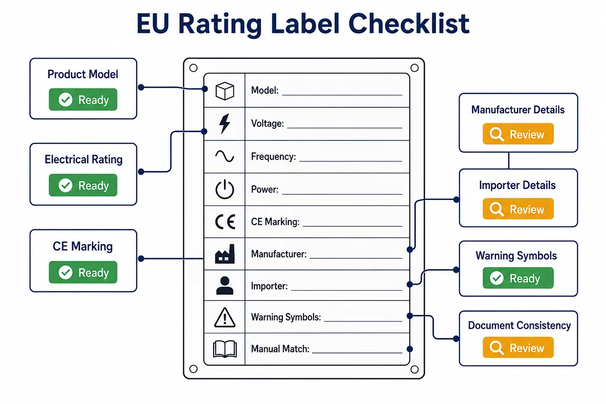 EU rating label checklist for kitchen appliance imports