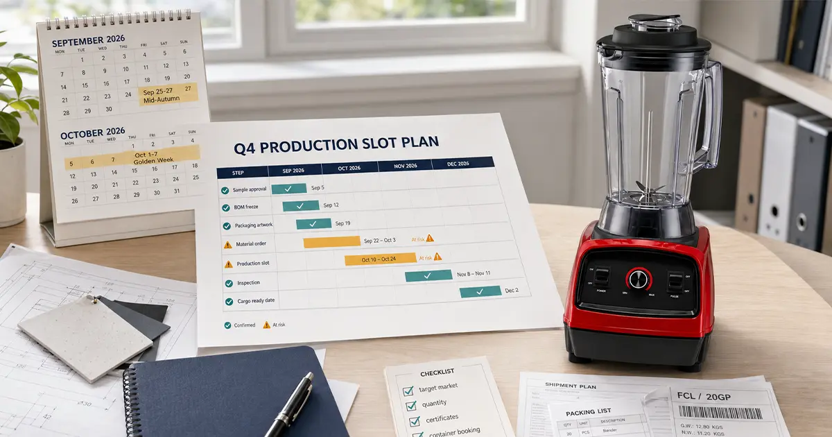 Production Slot Booking for Q4 Kitchen Appliance Orders
