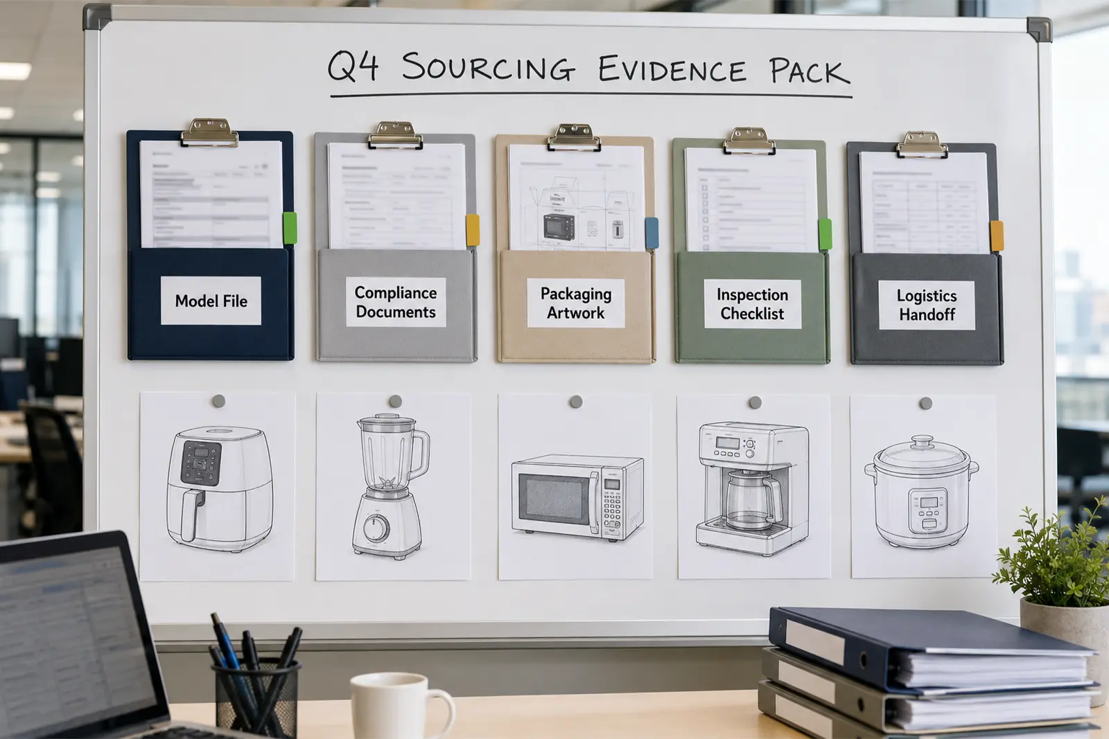 Evidence pack board for Q4 kitchen appliance production release