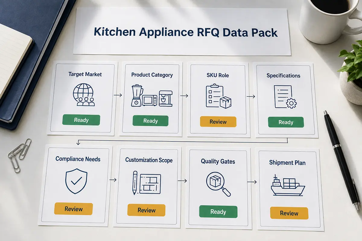 RFQ data pack structure for kitchen appliance buyers