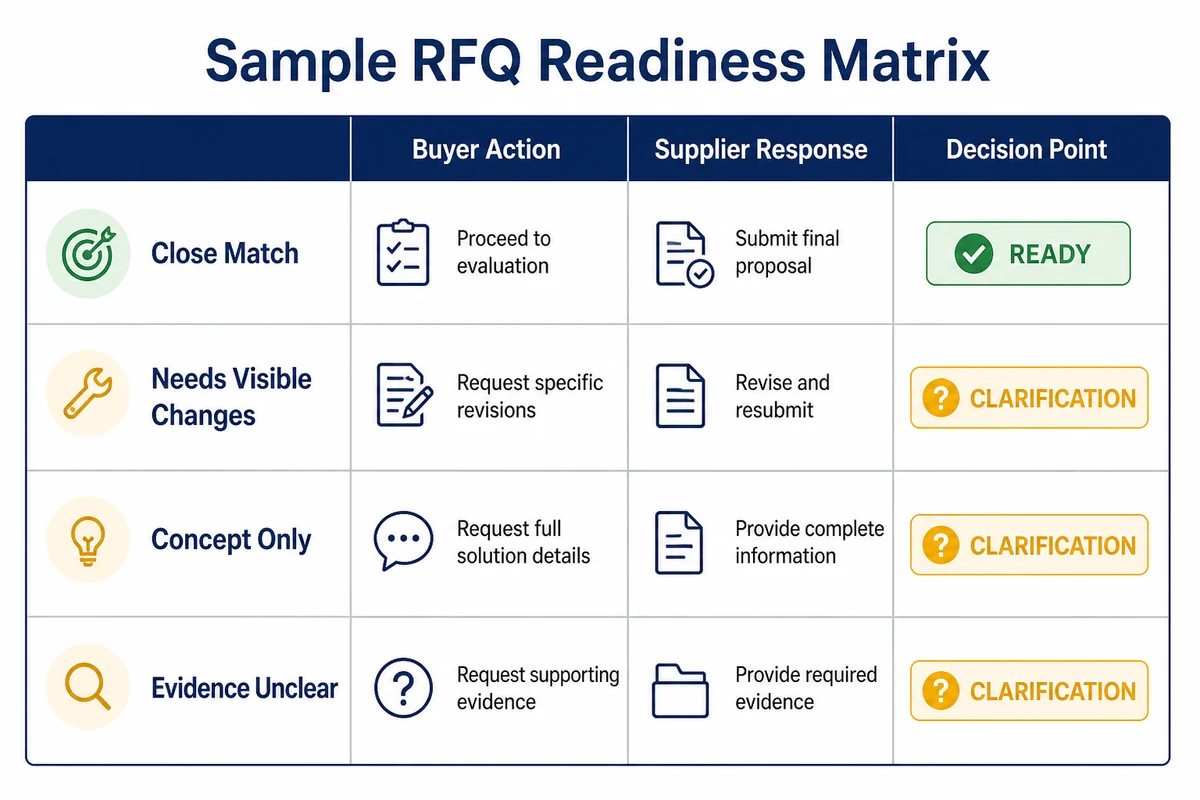 Sample RFQ readiness matrix for OEM kitchen appliance buyers