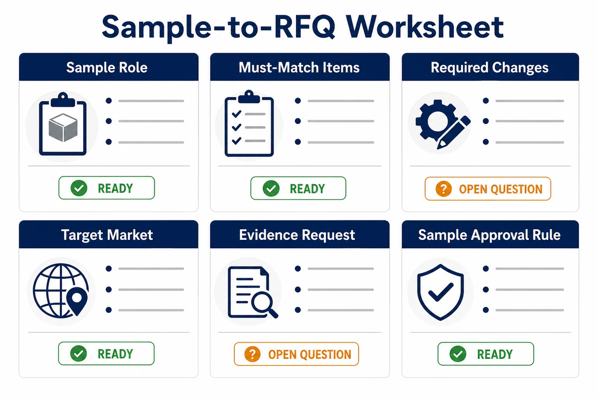 Sample-to-RFQ worksheet for OEM kitchen appliance sourcing