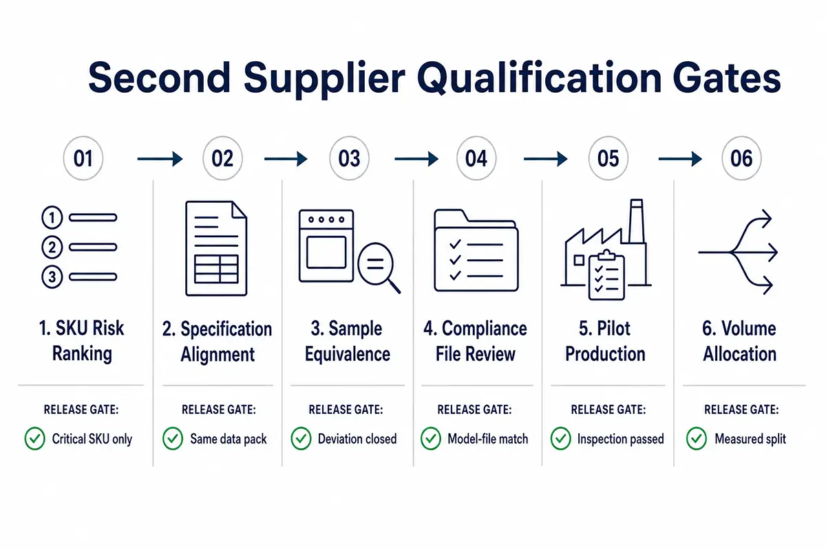 Qualification workflow for a backup kitchen appliance manufacturing partner