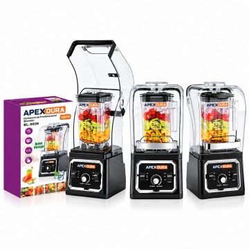 BL-9856 Commercial Silent Blender, 1200W 2.0L 8-Blade Blender with Sound Shield Enclosure